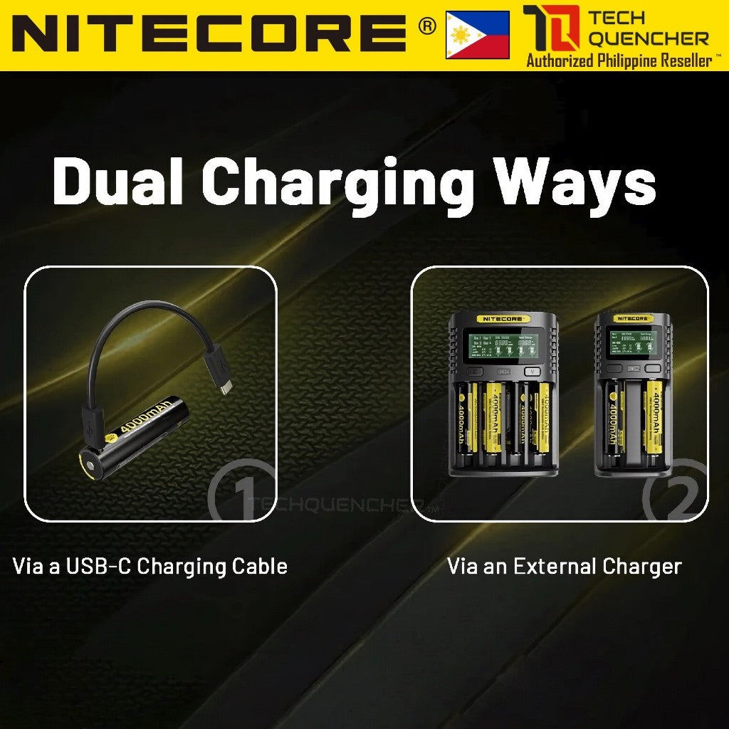 Nitecore NL1840R Battery - 4000mAh - USB-C Rechargeable 18650 -Performance-Protected Li-ion Battery
