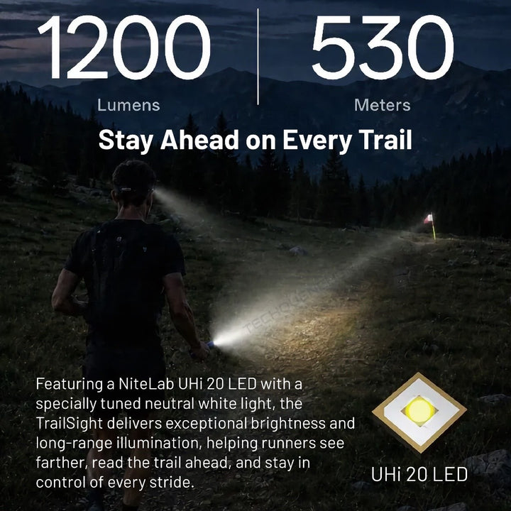 Nitecore TrailSight Flashlight - 1200 Lumens - Magnesium Alloy - USB-C Rechargeable Battery - IP68