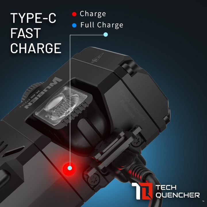 Wuben X2 Pro + PLUS Flashlight - 1500 Lumens - Rotating Side Light - USB-C Rechargeable 14500 or AA