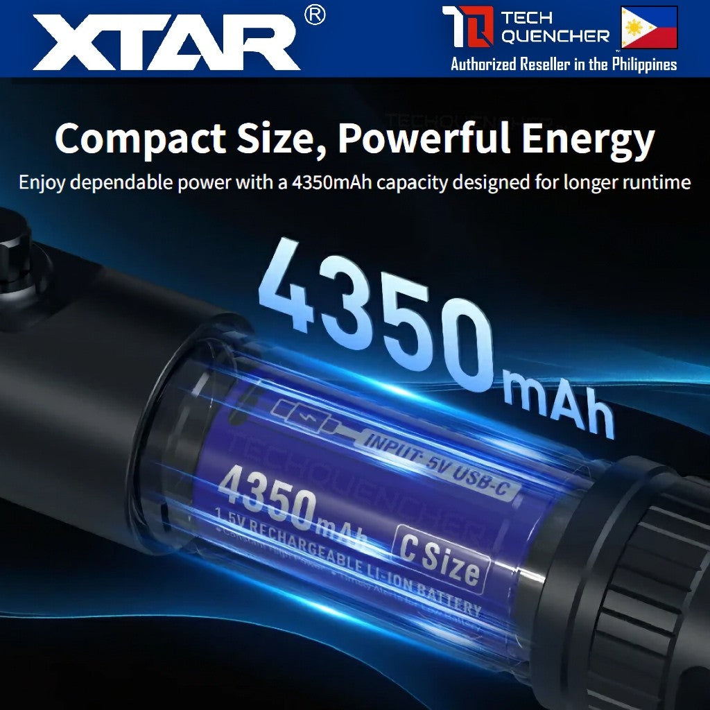 XTAR C Size Li-ion Battery - Size C - LR14 - R14 - 1.5V - 4350mAh High Capacity - USB-C Rechargeable