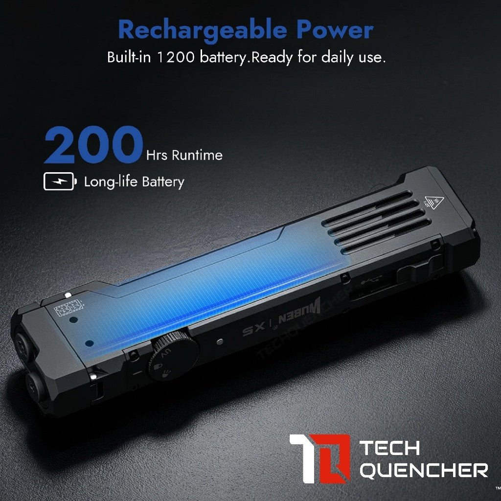 Wuben X5 Flashlight - 1300 Lumens - UV + Laser - Lithium or AAA Battery - Rechargeable USB-C - IP65