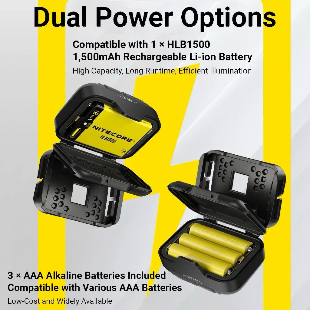 Nitecore HA13 V2 Headlamp 350 Lumens - RGB Light Red Blue Green - Dual Power - AAA or HLB1500 - IP66