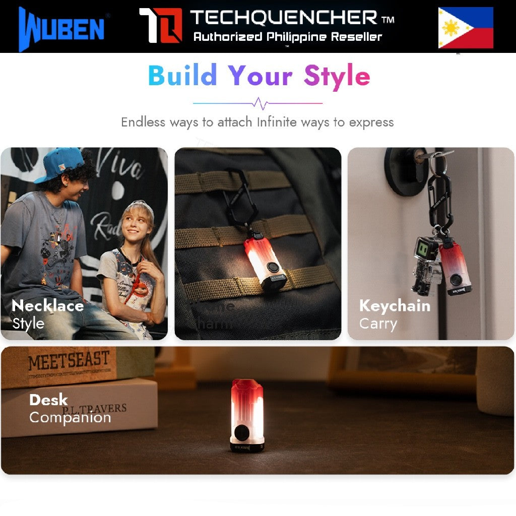 Wuben E2 Keychain Flashlight - 10.7grams - Magnetic - Glow in the Dark - USB-C - IP66 - 150 Lumens