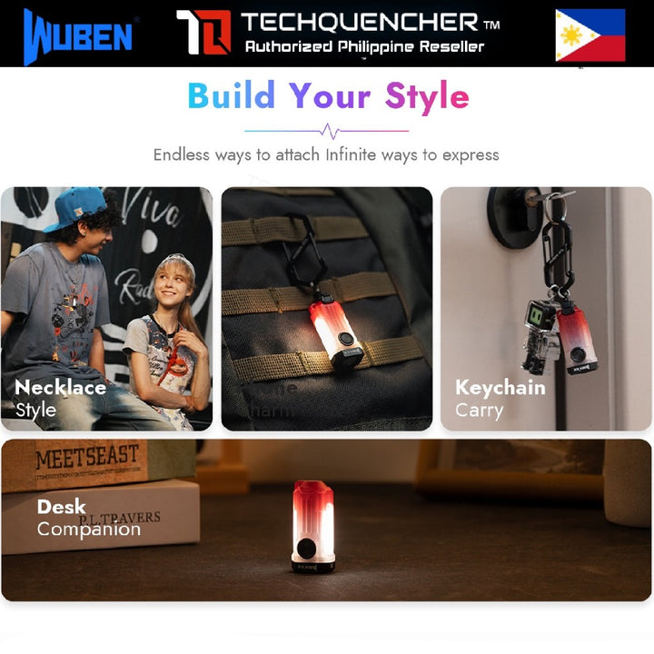 Wuben E2 Keychain Flashlight - 10.7grams - Magnetic - Glow in the Dark - USB-C - IP66 - 150 Lumens