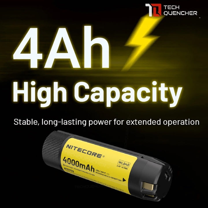 Nitecore WLB40 Work Li-ion Battery - 4000mAh - USB-C Rechargeable - Power Indicator Lights - NWH20