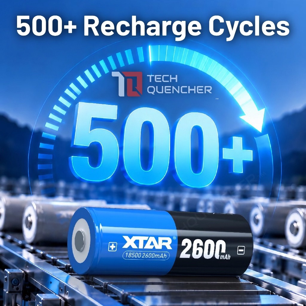 XTAR 18500 2600mAh Battery - 4.5A - Protected Cell - 3.6V Rechargeable Li-Ion Battery - 500+ Cycles