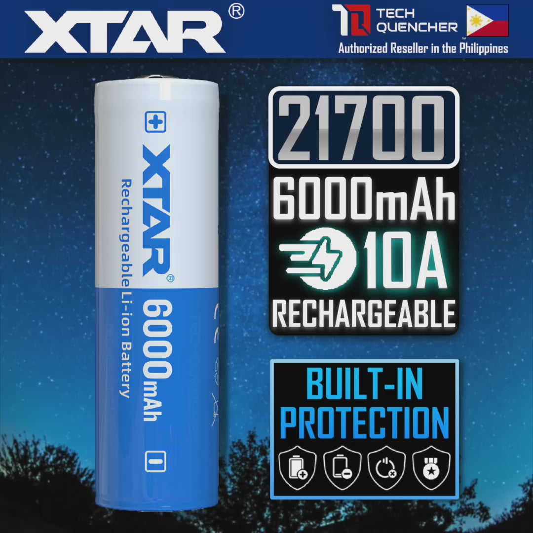 XTAR 21700 6000mAh Protected Battery - 3.6v Rechargeable - Lithium-Ion - 10A Max Discharge Current