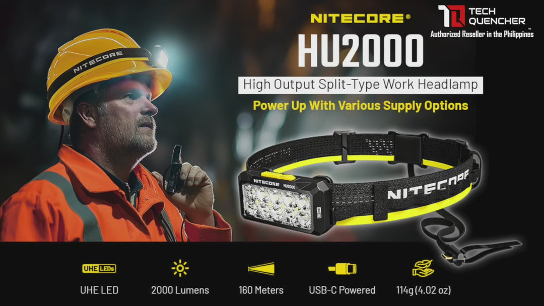 Nitecore HU2000 Headlamp - 2000 Lumens - No Built-In Battery - 114 grams - Flexible External Power Supply Options - IP68 App 5