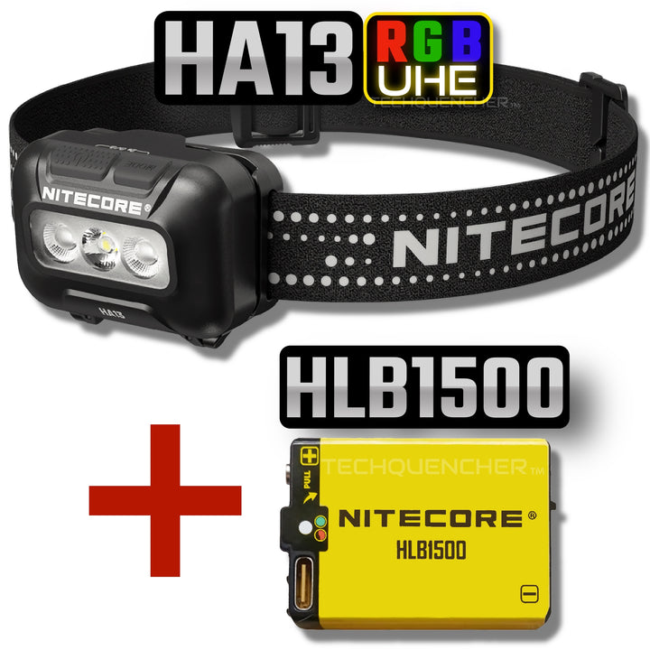 Nitecore HA13 V2 Headlamp 350 Lumens - RGB Light Red Blue Green - Dual Power - AAA or HLB1500 - IP66