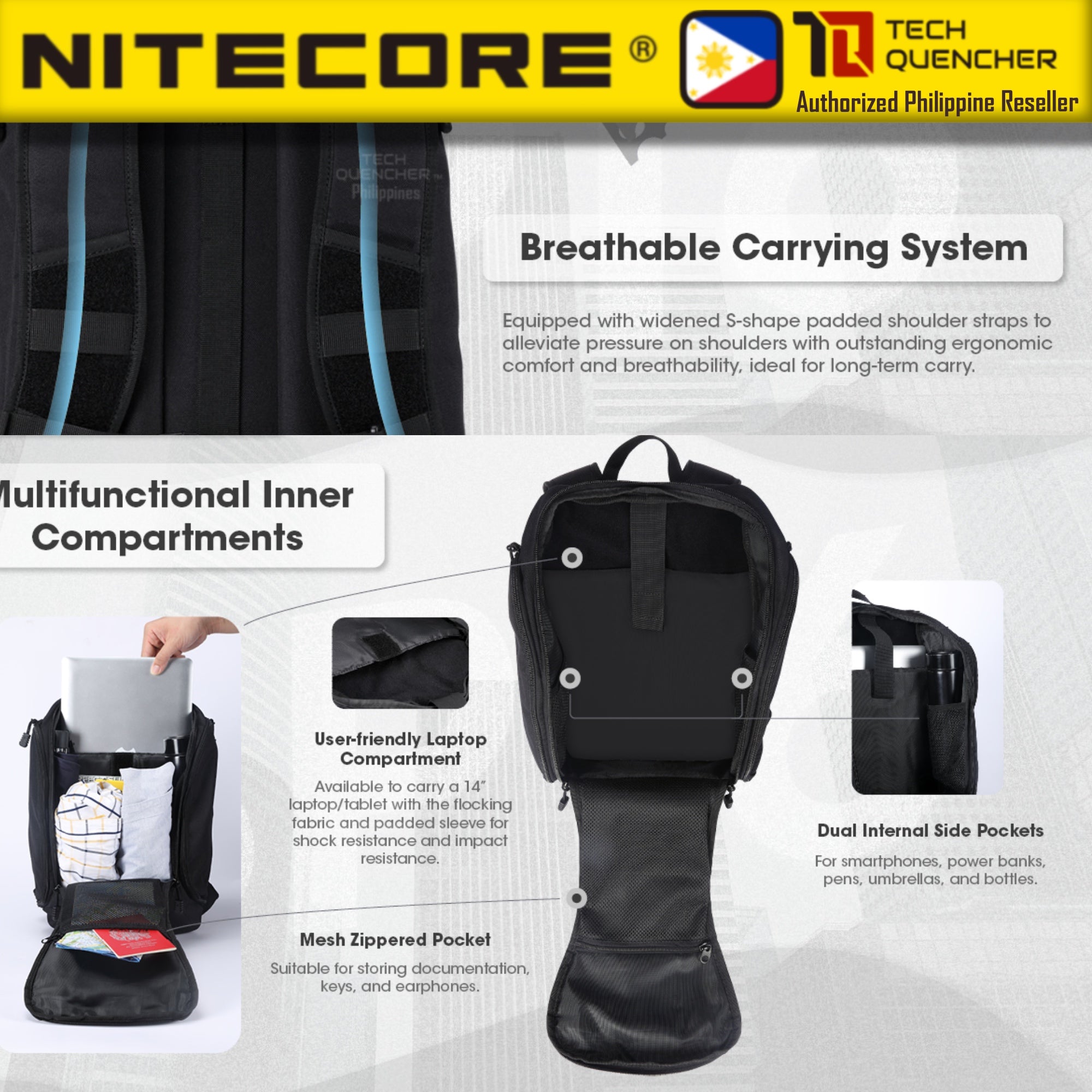 Nitecore BP16 Backpack 16L - Commuter Travel Waterproof Backpack