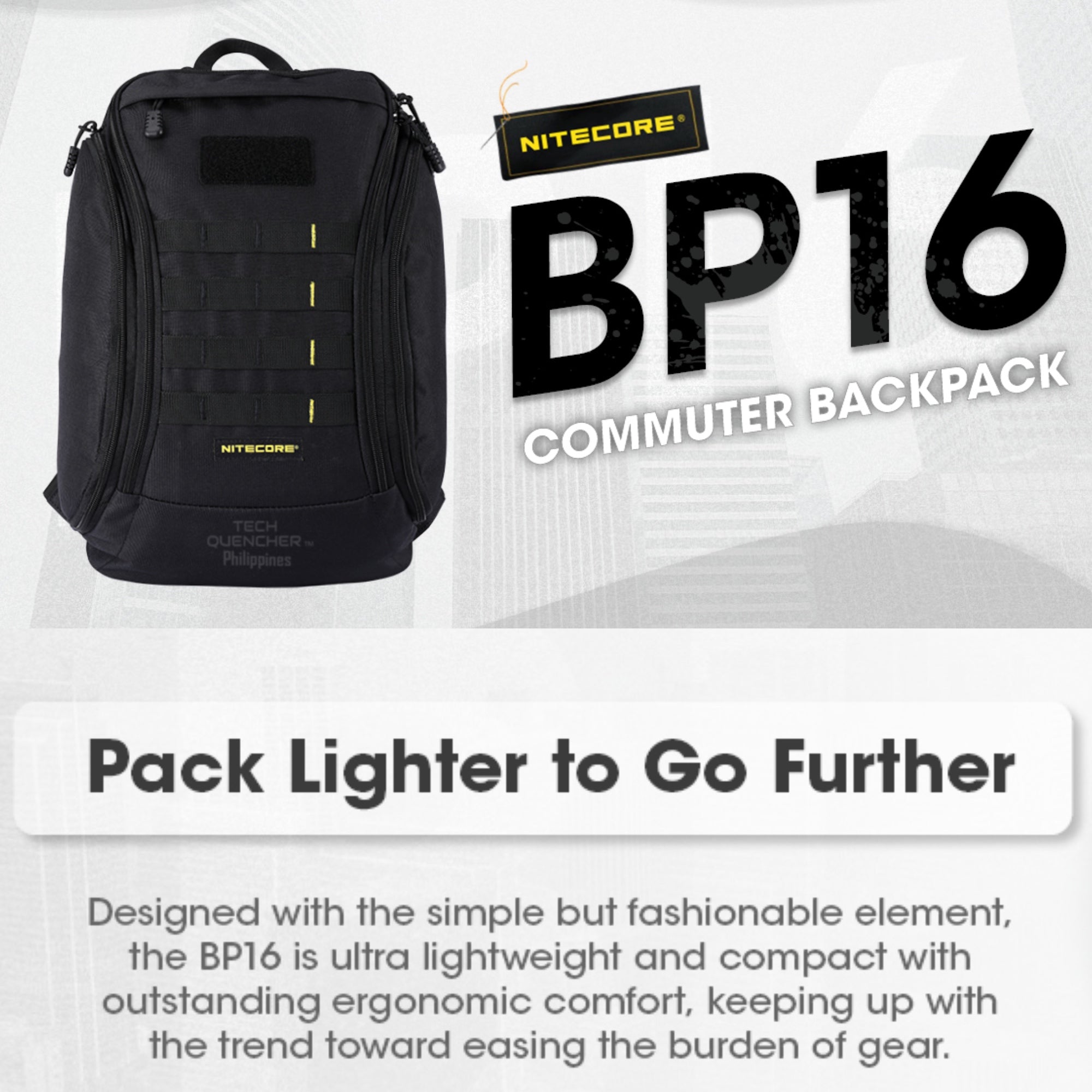 Nitecore BP16 Backpack 16L - Commuter Travel Waterproof Backpack