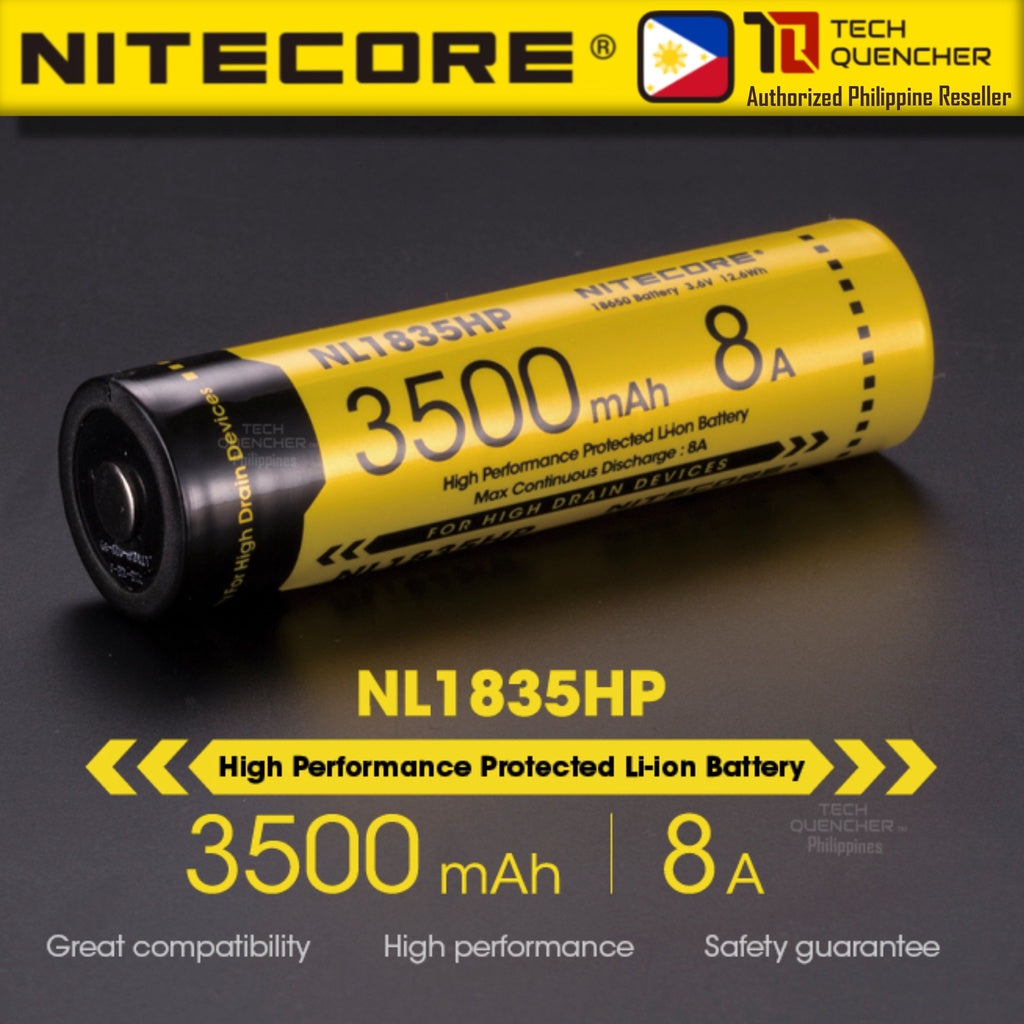 Nitecore NL1835HP Battery - 3500mAh 8A 18650 High Performance Protected Li-ion Rechargeable Battery