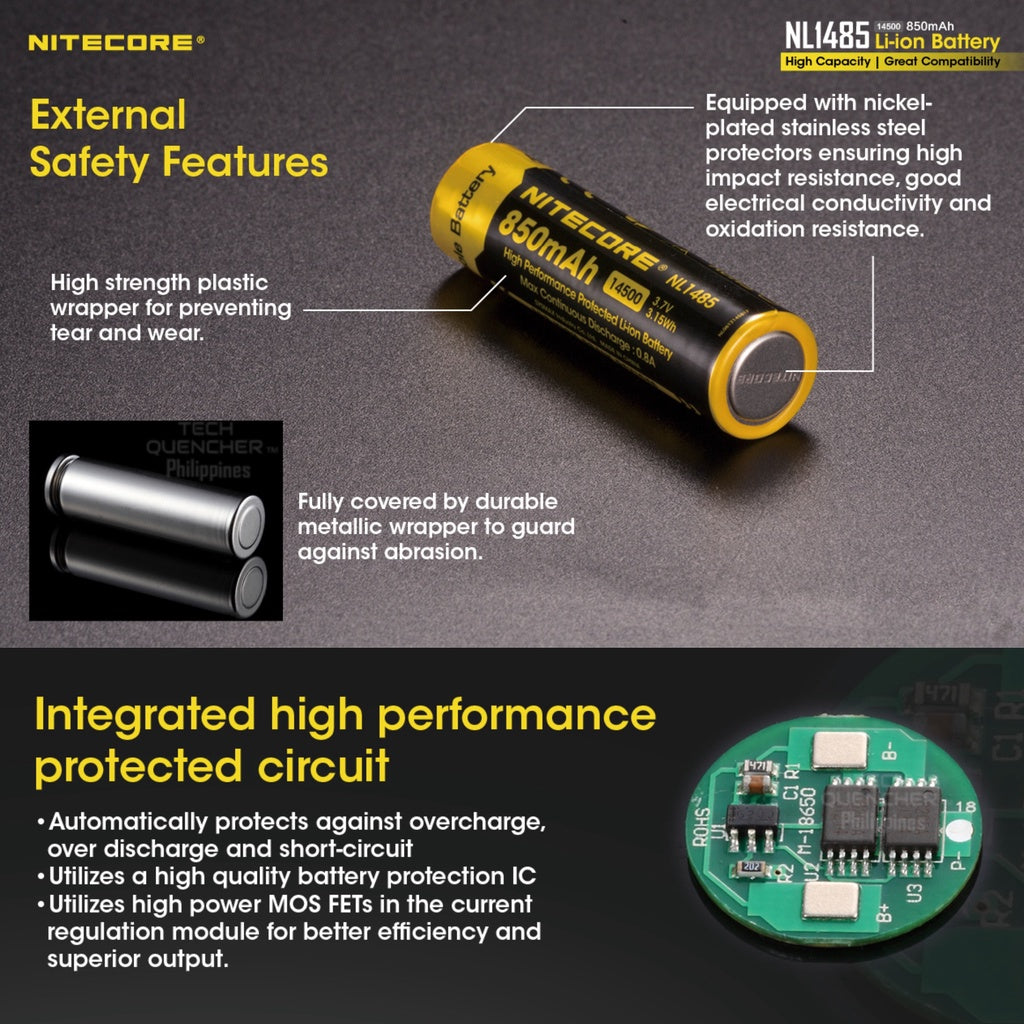 Nitecore NL1485 850mAh AA Battery USB Rechargeable High Capacity Battery