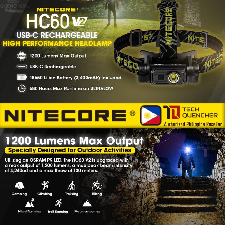 Nitecore HC60 V2 Headlamp 1200 Lumens