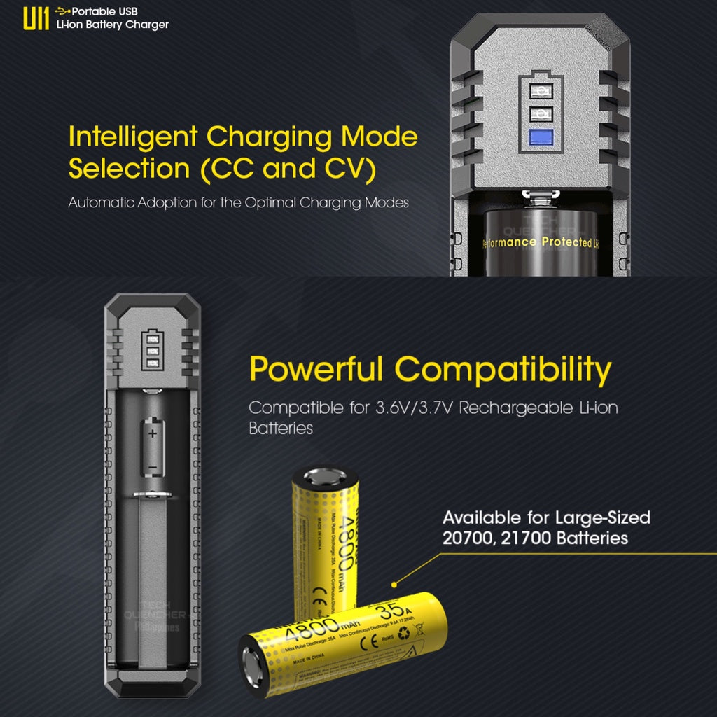 Nitecore UI1 Portable USB Li-ion Battery Charger - Single Slot