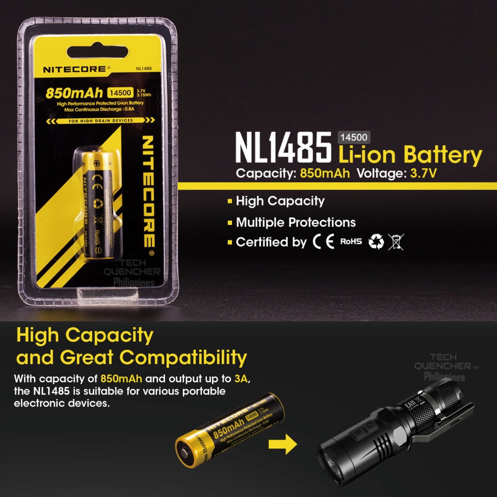 Nitecore NL1485 850mAh AA Battery USB Rechargeable High Capacity Battery