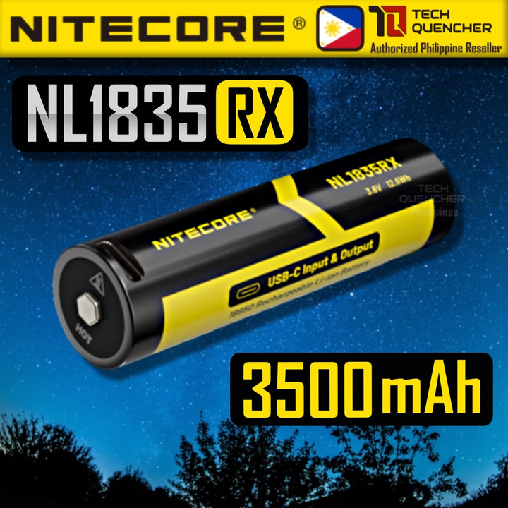 Nitecore NL1835RX Battery - 3500mAh - USB-C Bi-Directional Charging