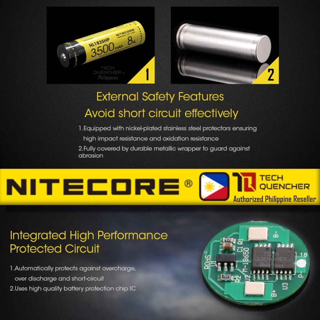 Nitecore NL1835HP Battery - 3500mAh 8A 18650 High Performance Protected Li-ion Rechargeable Battery